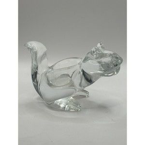 Vtg CAROLE STUPELL SQUIRREL Figural Nut Bowl / Candy Dish, Clear Crystal